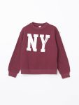 LCW Kids Purple Crew Neck Girls Thick Sweatshirt