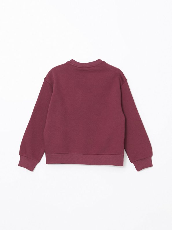 LCW Kids Purple Crew Neck Girls Thick Sweatshirt