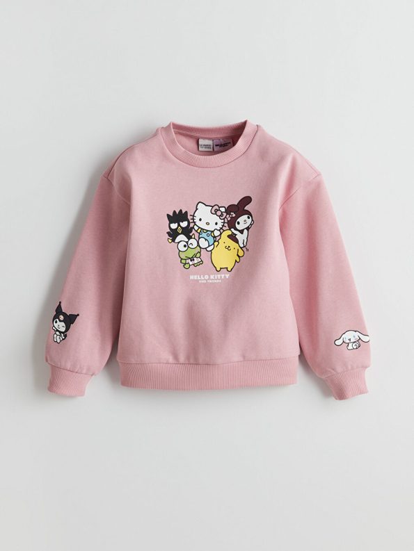 LCW Kids Pink Hello Kitty Printed Thick Girls' Sweatshirt