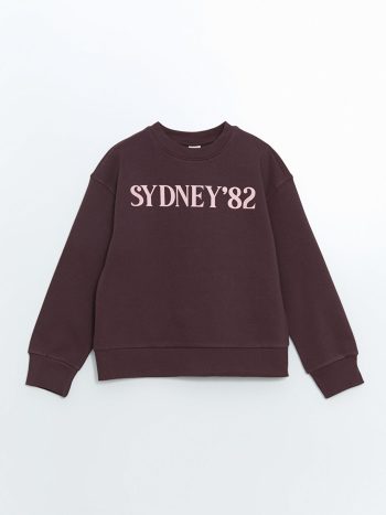LCW Kids Purple Crew Neck Thick Sweatshirt