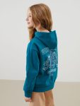 LCW Kids Turquoise Hooded Girls Thick Sweatshirt