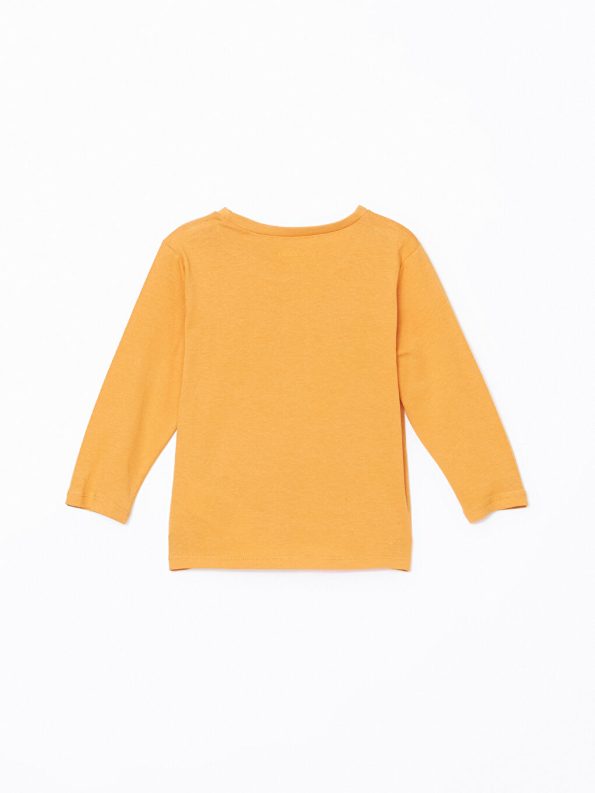 LCW Kids Orange Printed Crew Neck Pajama Set for Boys