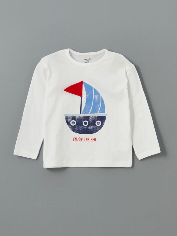 LCW Baby Ecru Printed Boys Pajama Set