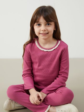 Girls' Thick Printed Crew Neck Sweatshirt Set