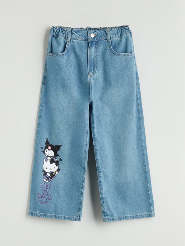 LCW Kids Indigo Wideleg Hello Kitty Printed Girl's Jeans