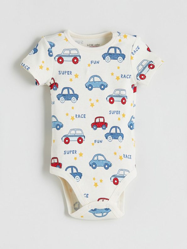 LCW Baby Cream Printed Boys' Bodysuit Set of 3