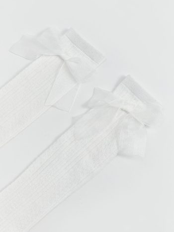 Bow Detail Knee-High Socks for Girls - Set of 2