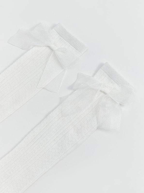 Bow Detail Knee-High Socks for Girls - Set of 2