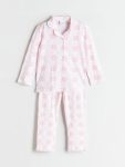 LCW Kids Pink Printed Collar Pajama Set for Girls