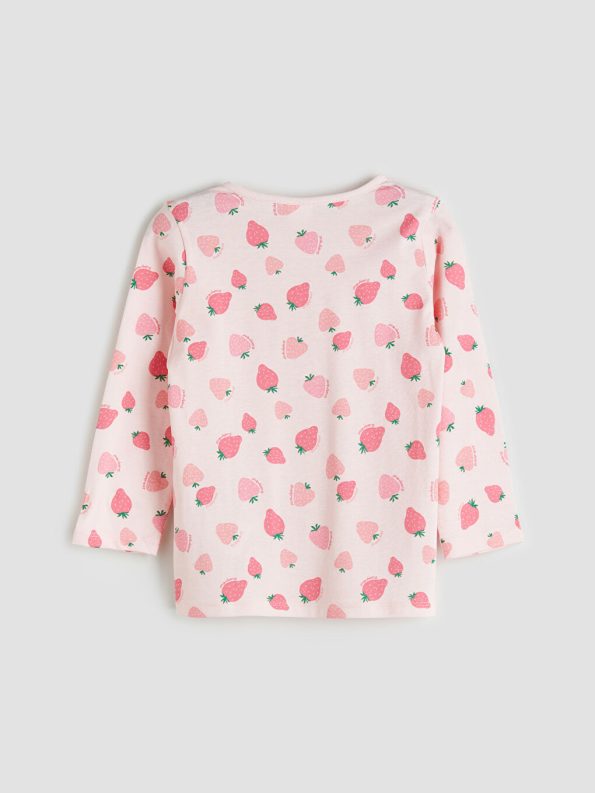 LCW Kids Pink Strawberry Print Short Sleeve Pajama Set