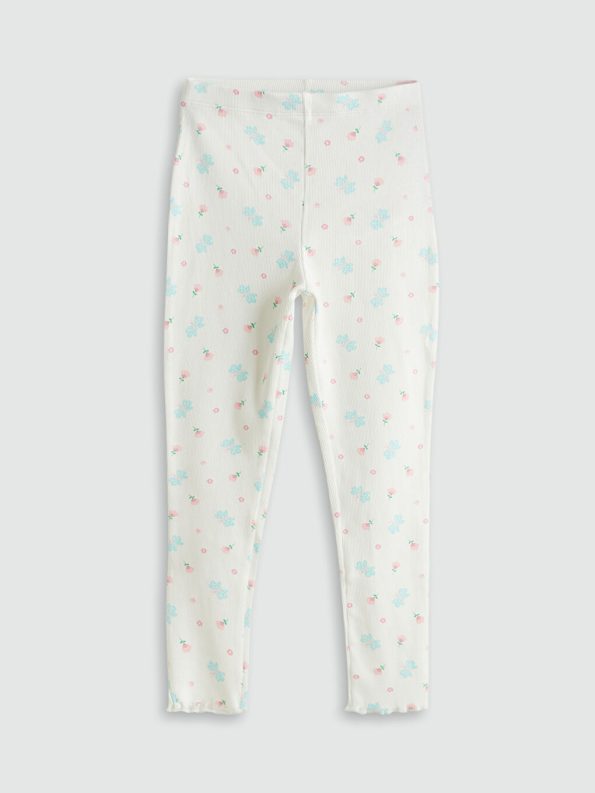 LCW Kids Cream Floral Print Girls Pajama Set