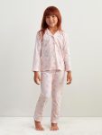 LC WAIKIKI Pink Printed Collar Pajama Set for Girls