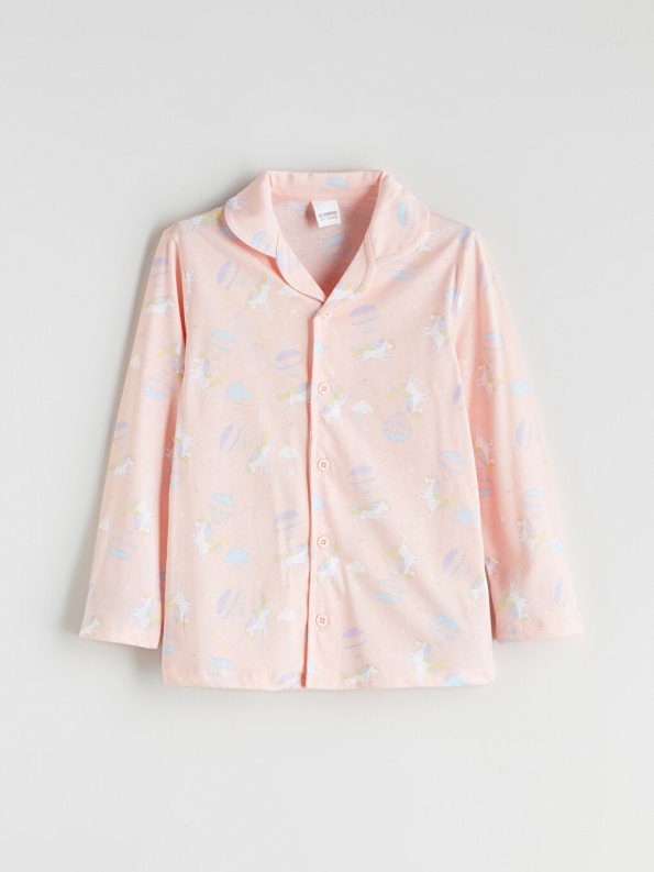 LC WAIKIKI Pink Printed Collar Pajama Set for Girls
