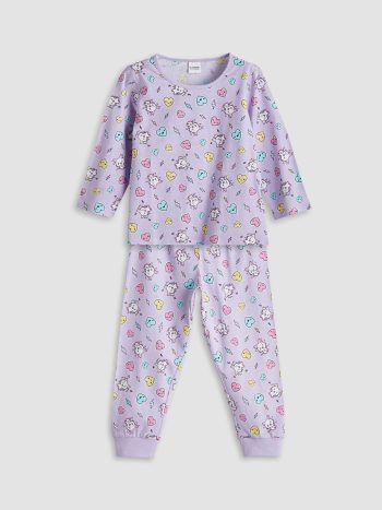 LC WAIKIKI Purple Round Neck Girls Pajama Set