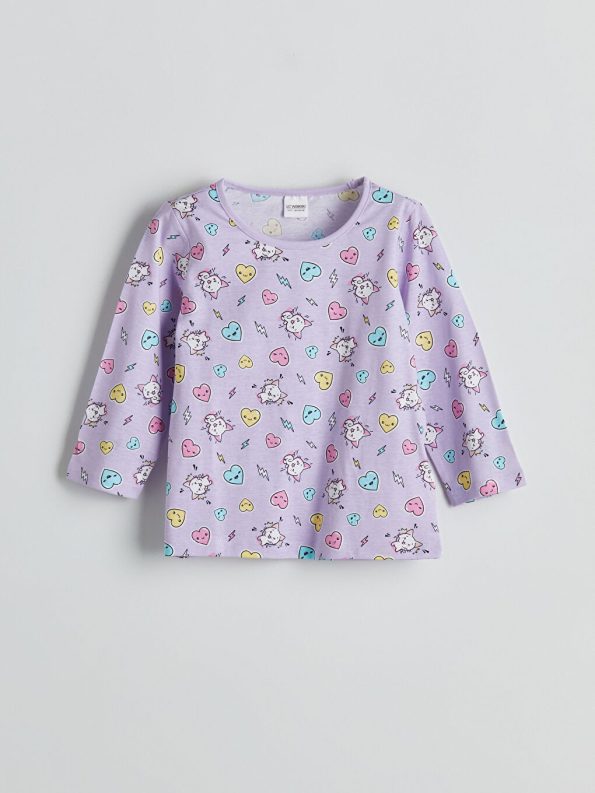 LC WAIKIKI Purple Round Neck Girls Pajama Set