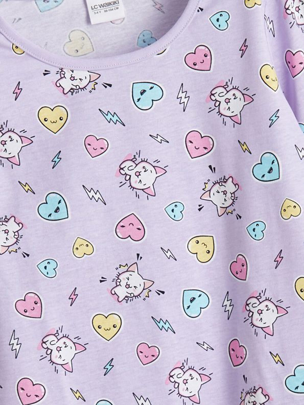 LC WAIKIKI Purple Round Neck Girls Pajama Set