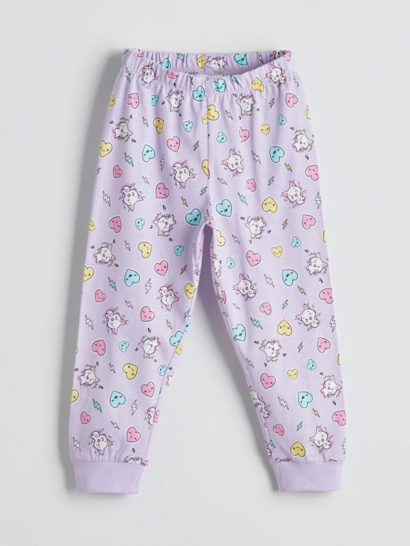 LC WAIKIKI Purple Round Neck Girls Pajama Set