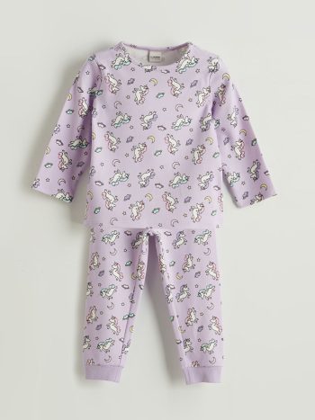 LC WAIKIKI Purple Patterned Girls' Pajama Set