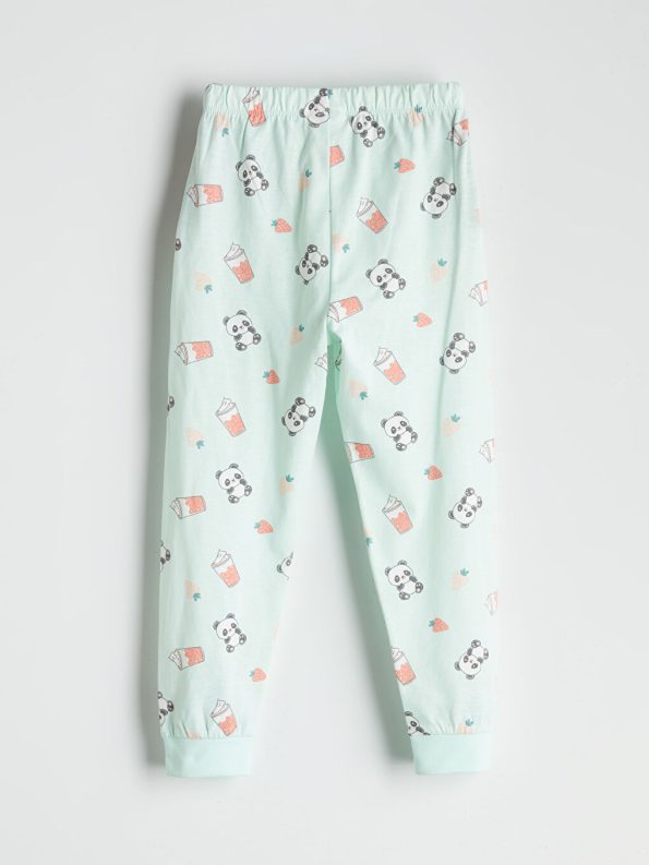 LCW Kids Turquoise Printed Long Sleeve Pajama Set for Girls