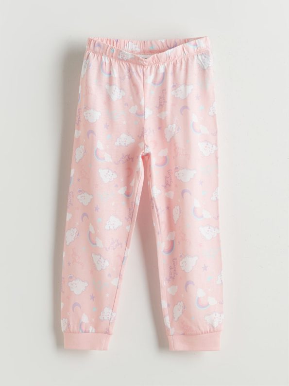 LCW Kids Cream Printed Girls' Pajama Set