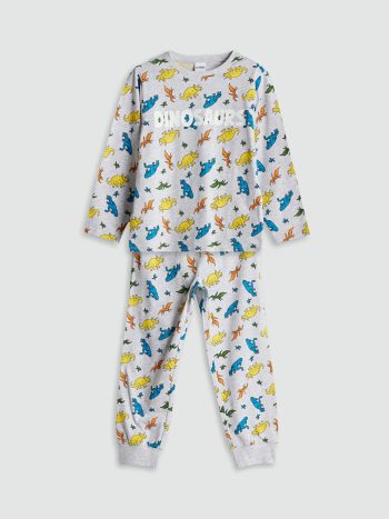 LCW Kids Grey Printed Boys Pajama Set