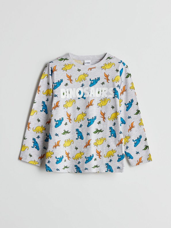 LCW Kids Grey Printed Boys Pajama Set