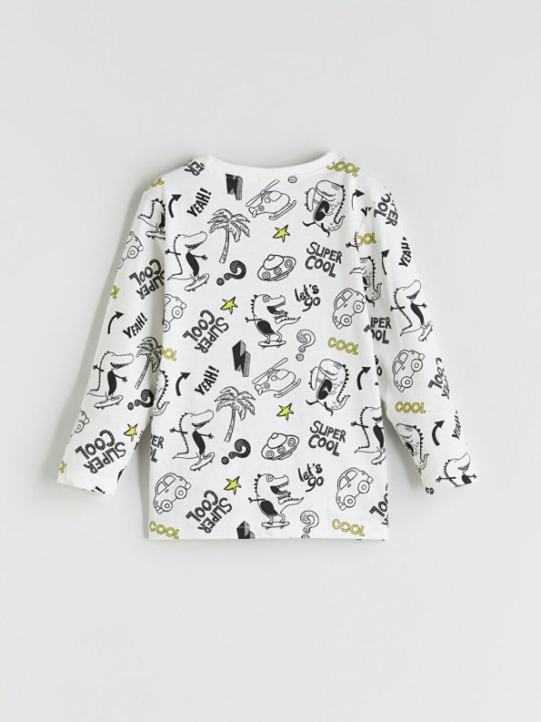 LCW Kids Cream Crew Neck Boys Pajama Set