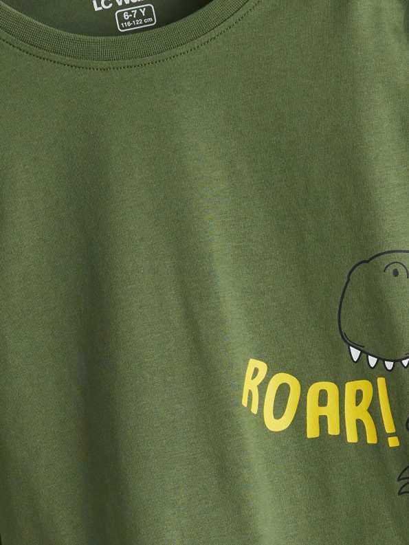 LCW Kids Green Dinosaur Print Boys Pajama Set