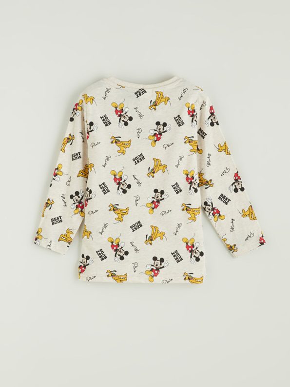 LCW Kids Beige Mickey Mouse Printed Boys Pajama Set