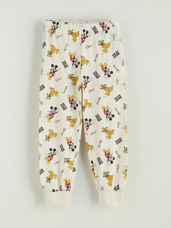 LCW Kids Beige Mickey Mouse Printed Boys Pajama Set