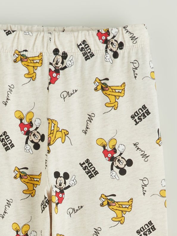LCW Kids Beige Mickey Mouse Printed Boys Pajama Set