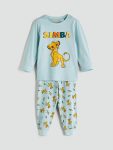 LCW Kids Green Bicycle Neck Simba Print Boys Pajama Set