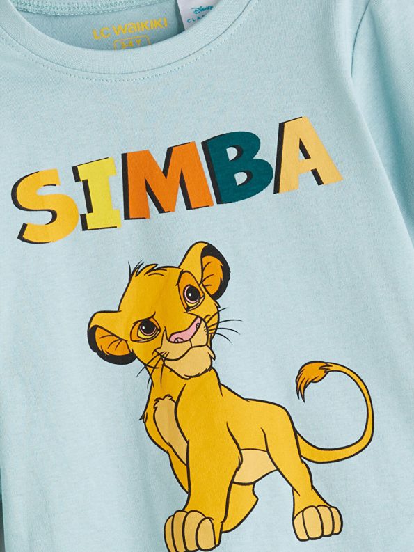 LCW Kids Green Bicycle Neck Simba Print Boys Pajama Set