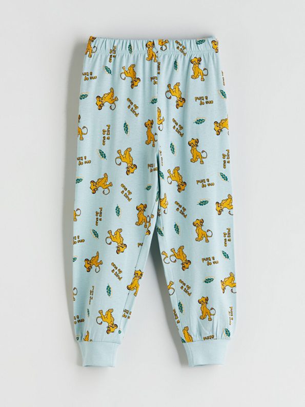 LCW Kids Green Bicycle Neck Simba Print Boys Pajama Set