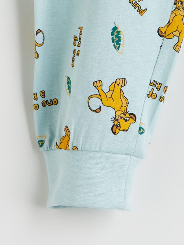 LCW Kids Green Bicycle Neck Simba Print Boys Pajama Set