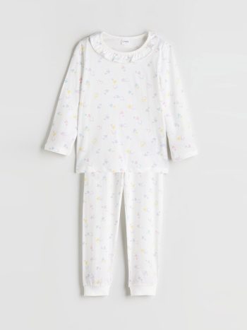 LCW Kids Ivory Heart Patterned Girls Pajama Set