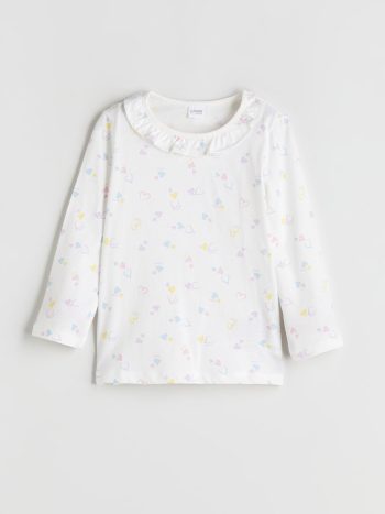 LCW Kids Ivory Heart Patterned Girls Pajama Set