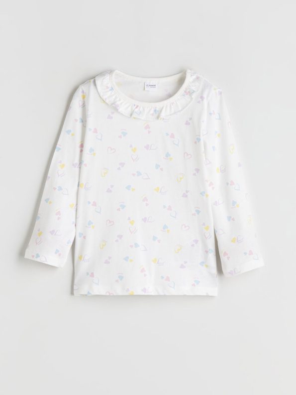 LCW Kids Ivory Heart Patterned Girls Pajama Set
