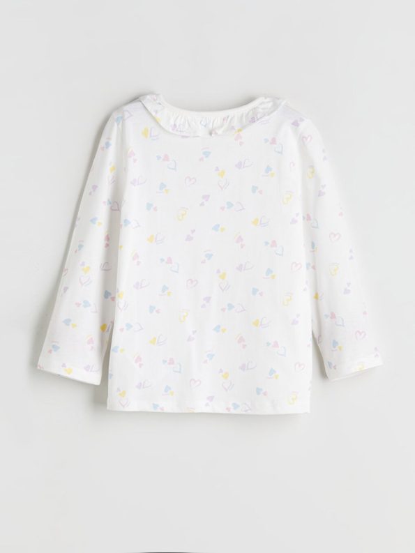 LCW Kids Ivory Heart Patterned Girls Pajama Set