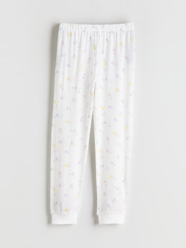 LCW Kids Ivory Heart Patterned Girls Pajama Set
