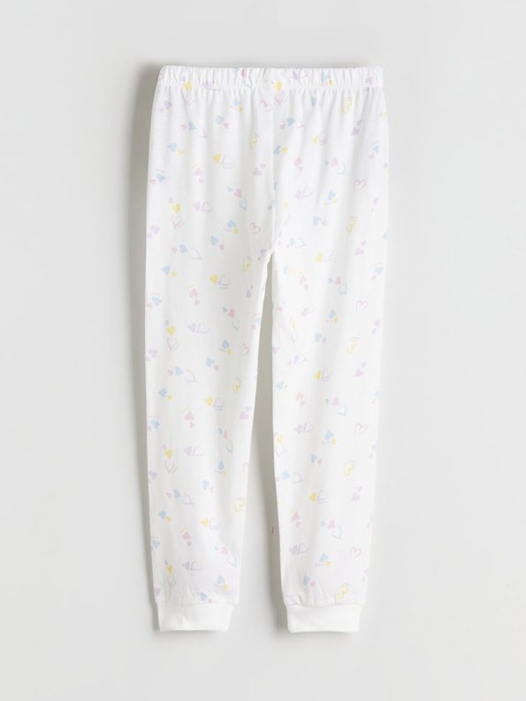 LCW Kids Ivory Heart Patterned Girls Pajama Set