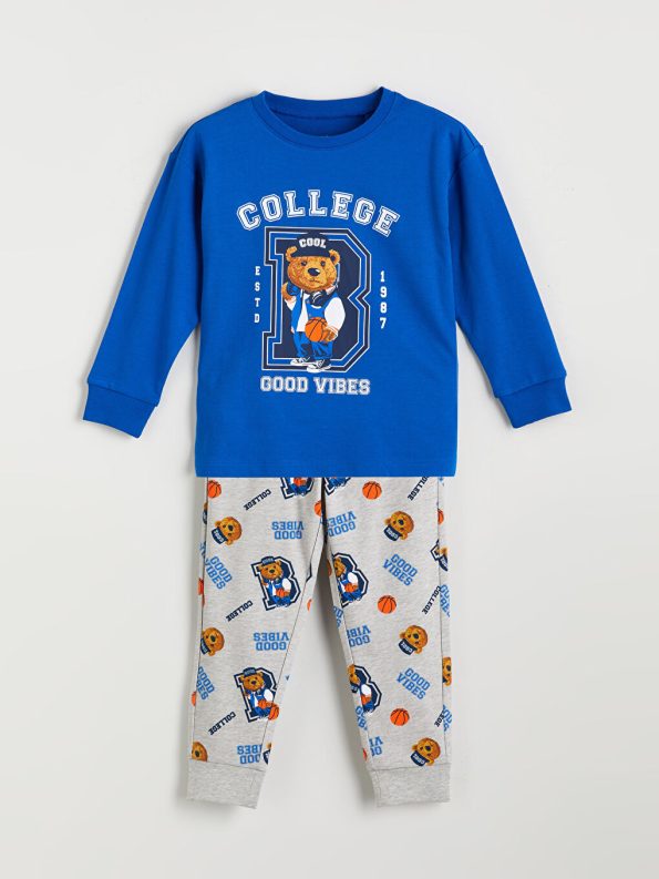 LCW Kids Blue Bear Print Boys' Pajama Set