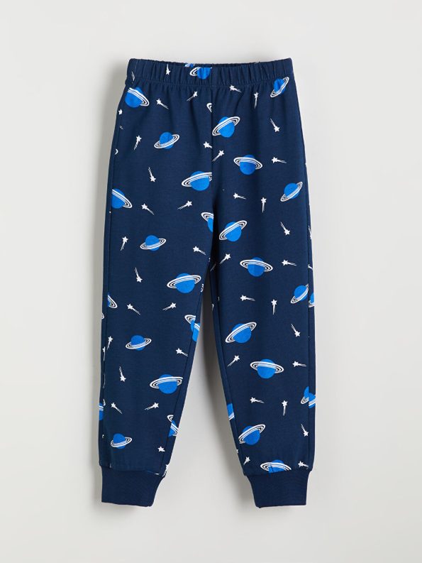 LCW Kids Navy Blue Crew Neck Boys Pajama Set