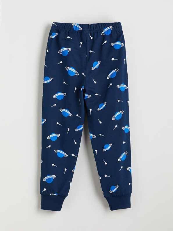 LCW Kids Navy Blue Crew Neck Boys Pajama Set