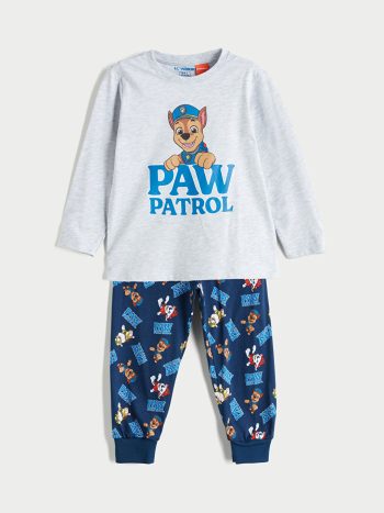 LCW Kids Grey Crew Neck Paw Patrol Printed Boys Pajama Set
