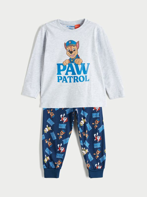 LCW Kids Grey Crew Neck Paw Patrol Printed Boys Pajama Set