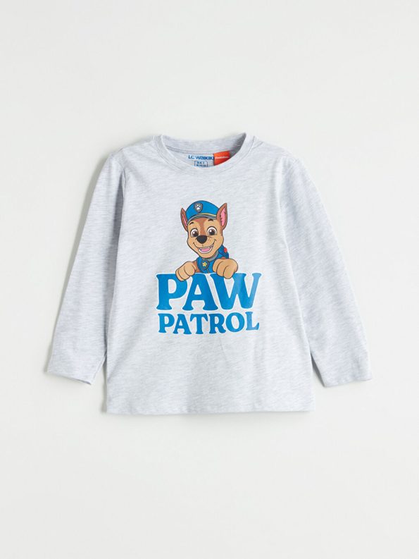 LCW Kids Grey Crew Neck Paw Patrol Printed Boys Pajama Set