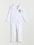 LCW Kids Blue Shirt Collar Boys Pajama Set