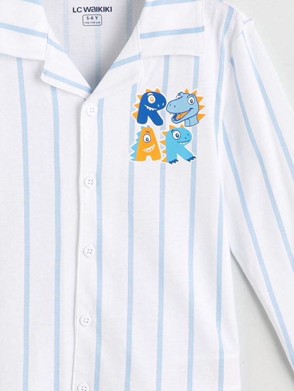 LCW Kids Blue Shirt Collar Boys Pajama Set