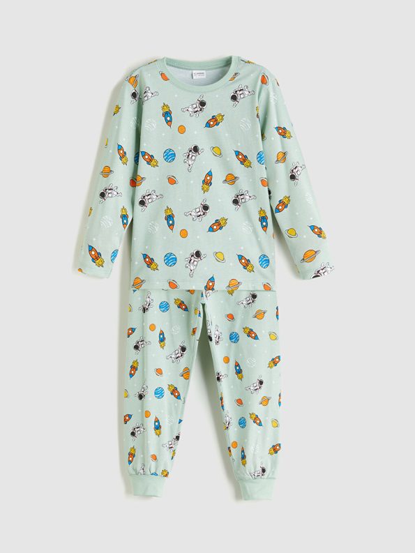 LCW Kids Green Printed Boys Pajama Set